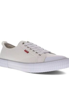 Levi's Woman’s White Canvas Low-Top Sneakers with Red Tab